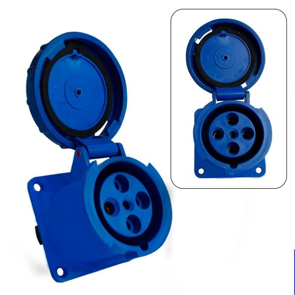 Imagem de 10 pcs Tomada Embutir 3P+T 63A 9H Azul 220/250V OMG-4549