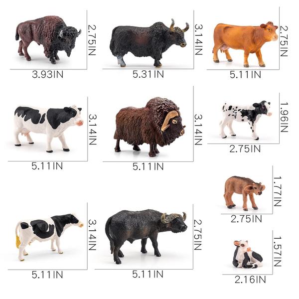 Imagem de 10 PCS Vida Selvagem Realista Animais da Fazenda Figuras Modelo De Vaca Boi Búfalo Musk-boi Yak Festa favoreça suprimentos Bolo Toppers Brinquedos de presente para 5 6 7 meninos de 8 anos meninas crianças crianças