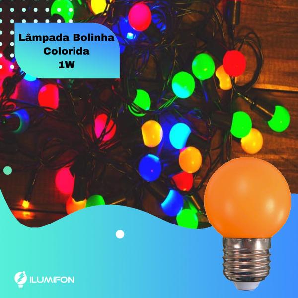 Imagem de 10 Peças - Lampada Led Bolinha 1w 127v E27 Colorida