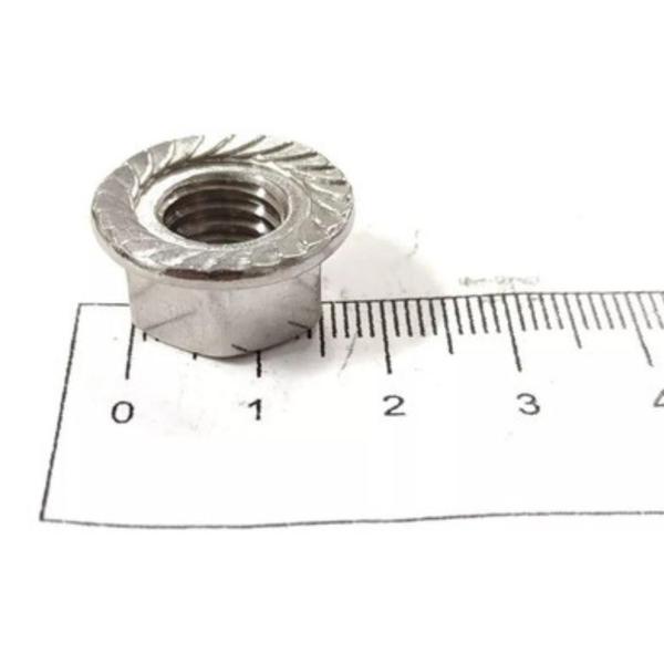10 Peças Porca Sextavada Flangeada C/ Serrilha M10 Aço/inox - GB ELETRICA Imagem de 10 Peças Porca Sextavada Flangeada C/ Serrilha M10 Aço/inox