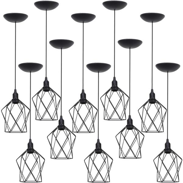 Imagem de 10 Pendentes Aramado Cálice P Luminária Lustre Teto Retrô Vintage Industrial Balcão Agp Ilumini