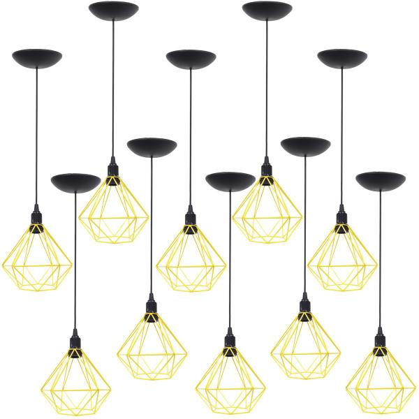 Imagem de 10 Pendentes Aramado Diamante Luminária Lustre P Teto Retrô Vintage Industrial Balcão Agp Ilumini