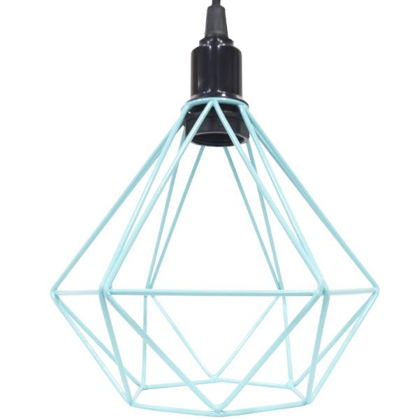 Imagem de 10 Pendentes Aramado Diamante Luminária Lustre P Teto Retrô Vintage Industrial Balcão Azul Tiffany