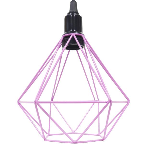 Imagem de 10 Pendentes Aramado Diamante Luminária Lustre P Teto Retrô Vintage Industrial Balcão Rosa