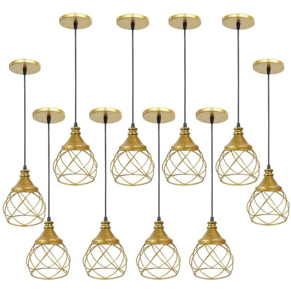 Imagem de 10 Pendentes Aramado Esfera Balonê Lustre Luminária Teto Regulável Sala Cozinha Industrial Agp