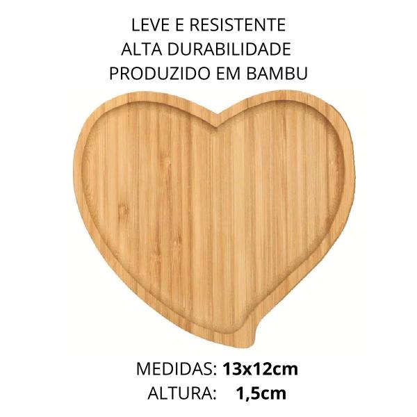 Imagem de 10 Petisqueira Bandeja Prato Em Bambu De Coração Servir