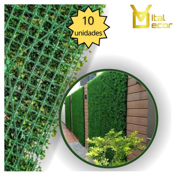 10 Placa Artificial De Folhagem Buxinho Revestimento Parede - VITAL DECOR Imagem de 10 Placa Artificial De Folhagem Buxinho Revestimento Parede