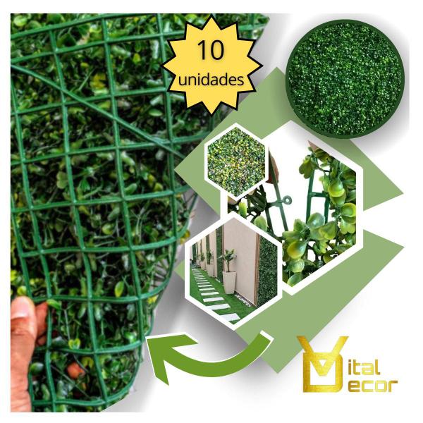 10 Placa Artificial De Folhagem Buxinho Revestimento Parede - VITAL DECOR Imagem de 10 Placa Artificial De Folhagem Buxinho Revestimento Parede