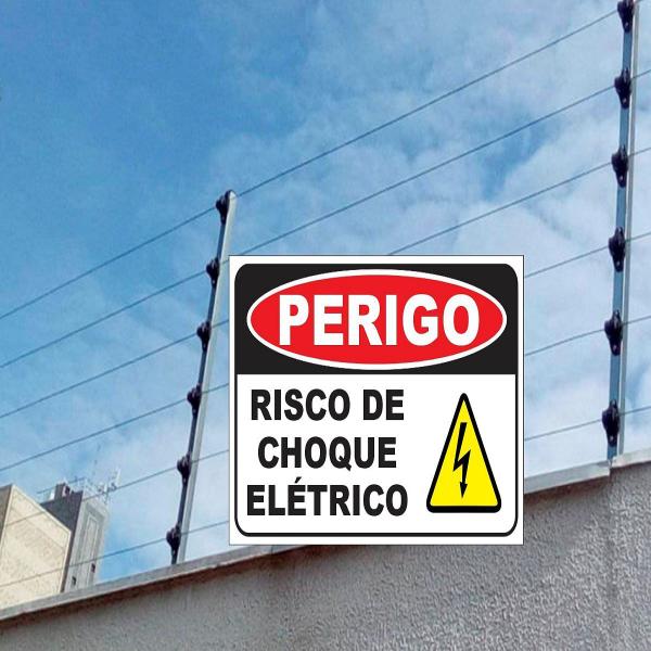 Imagem de 10 Placa Segurança Alta Tensão Choque Elétrico