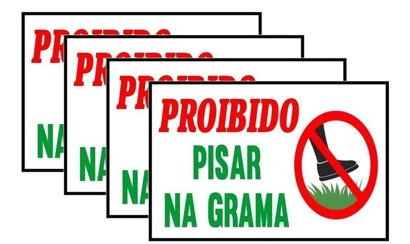 Imagem de 10 Placa Sinalização Aviso Proibido Pisar Na Grama