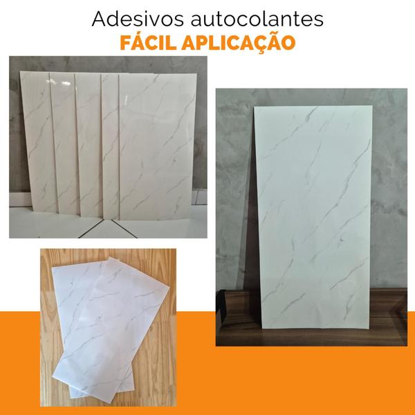 Imagem de 10 Placas Adesivas Parede Painel Mármore Revestimento 30x60