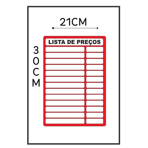 Imagem de 10 Placas Cartaz Lista de Preço Reutilizável  - 21x30