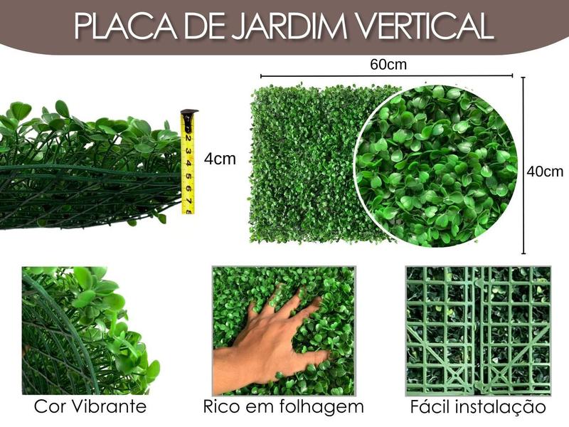 Imagem de 10 Placas de Plantas Buxinho Ótimo Preço para Jardim de Inverno Vertical Artificial Fácil de Instalar