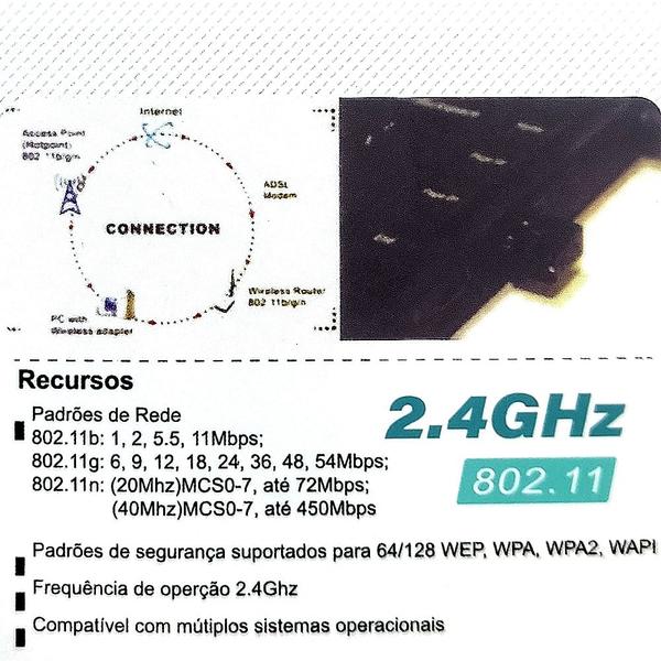 Imagem de 10 Placas de Rede Wireless Antena USB sem fio 2.4Ghz Atacado