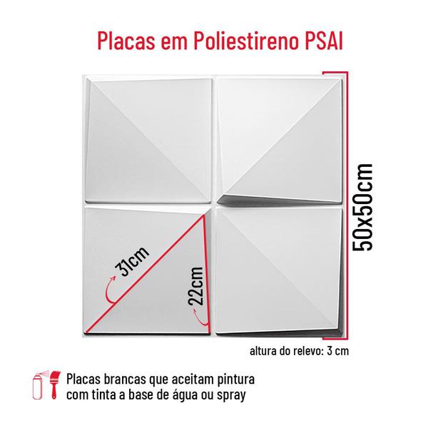 Imagem de 10 Placas Revestimento 3D Decorativ 50cmx 50cm Kit 0,5 Cubos