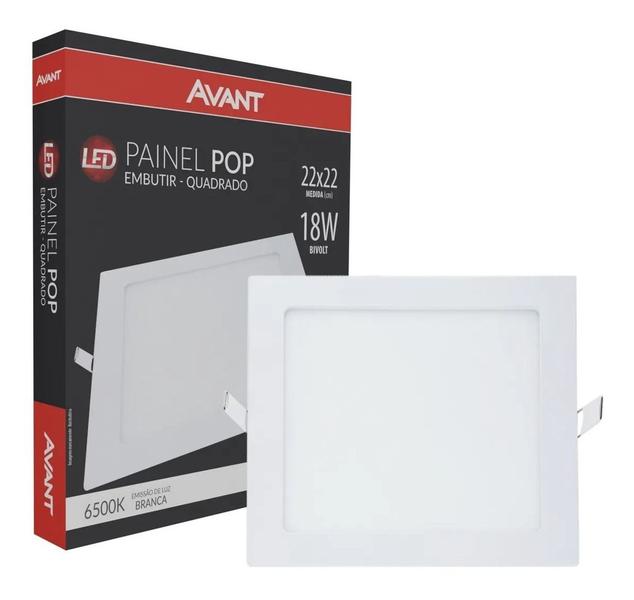 Imagem de 10 Plafon Painel Led Embutir Quadrado 18w Branco Frio 6500k