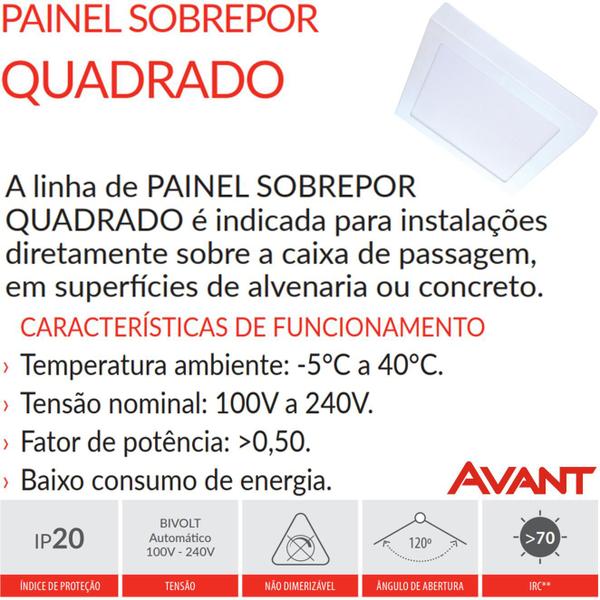 Imagem de 10 Plafon Painel Led Quadrado Sobrepor Luminaria 18w Branco Frio 6500k Nfe