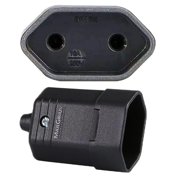 Imagem de 10 Plugue Plug Tomada Femea 10a 2 Pinos Preto Margirius