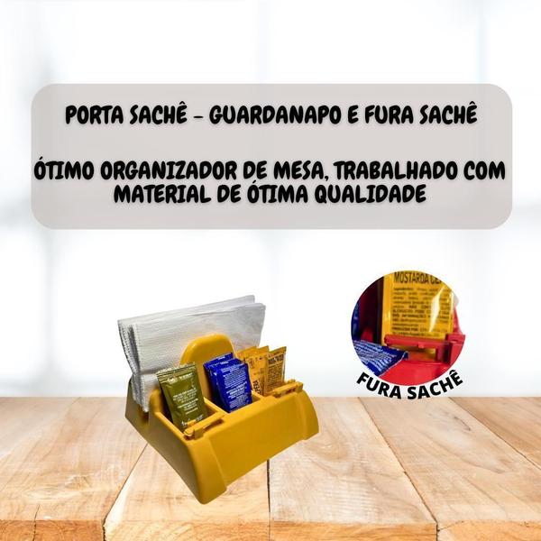 Imagem de 10 Porta Guardanapo Sachê Amarelo Com Furador Restaurante