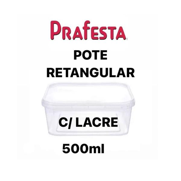 Imagem de 10 Pote Marmita Retangular 500ml Descartáveis Com Tampa e Lacre Freezer Micro-ondas - Prafesta