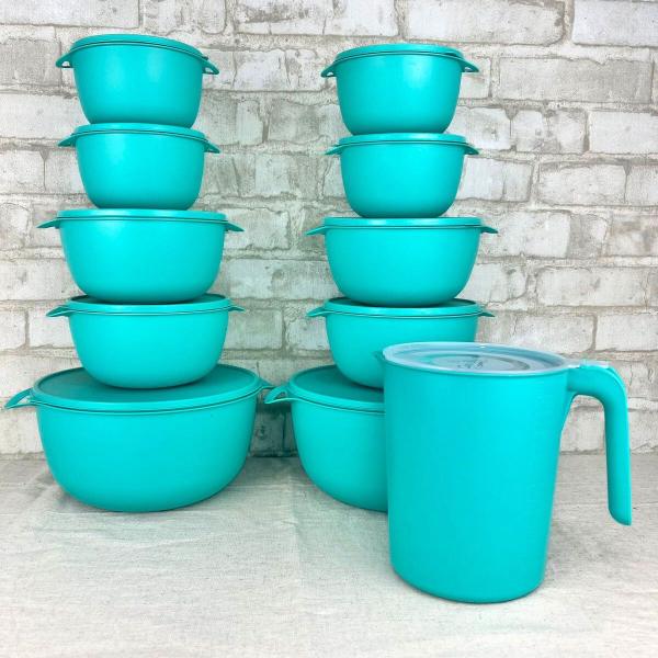 10 Potes Bowl Plástico C/ Tampa + Jarra Para Suco Livre BPA - Casa Bella Imagem de 10 Potes Bowl Plástico C/ Tampa + Jarra Para Suco Livre BPA