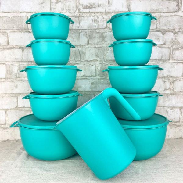 10 Potes Bowl Plástico C/ Tampa + Jarra Para Suco Livre BPA - Casa Bella Imagem de 10 Potes Bowl Plástico C/ Tampa + Jarra Para Suco Livre BPA