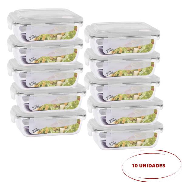 Imagem de 10 Potes Hermetico de Vidro 370ml Dieta Marmita Fitness