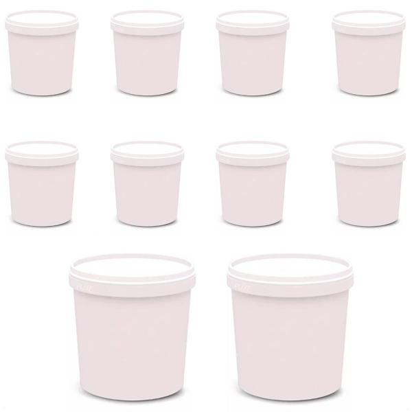 Imagem de 10 Potes Para Alimentos 900 ML Branco PP Com Tampa 13x9,5Cm