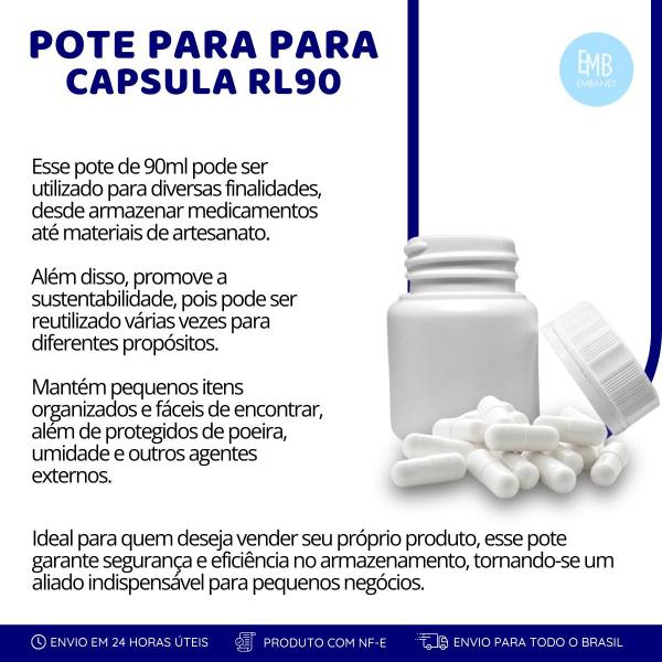 Imagem de 10 Potes Plastico Para Capsula Com Tampa Lacre 90ml