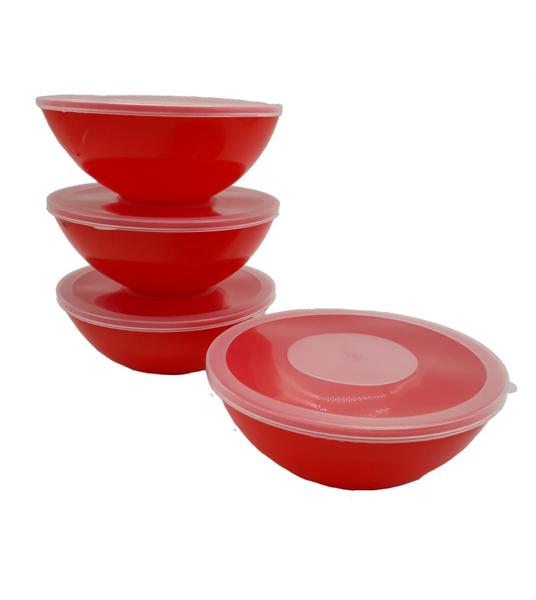 10 Potes Redondo Com Tampa Marmita Sobremesa 600 Ml Vermelho - Dehaus Imagem de 10 Potes Redondo Com Tampa Marmita Sobremesa 600 Ml Vermelho