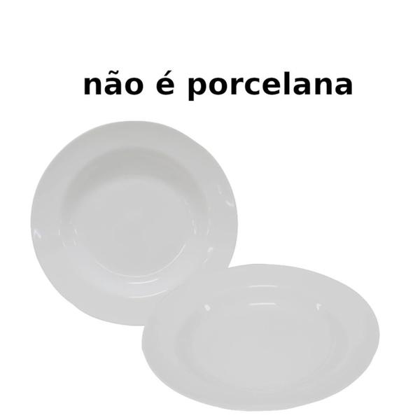 Imagem de 10 Pratos Fundos 25 Cm em Melamina / Plastico Branco  Bestfer 