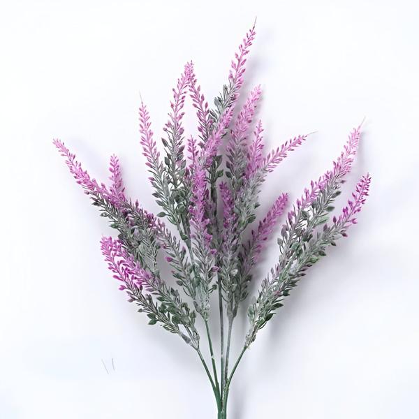 Imagem de 10 Ramos Plantas Lavanda Artificiais Rosa Com 35 Folhas 40cm