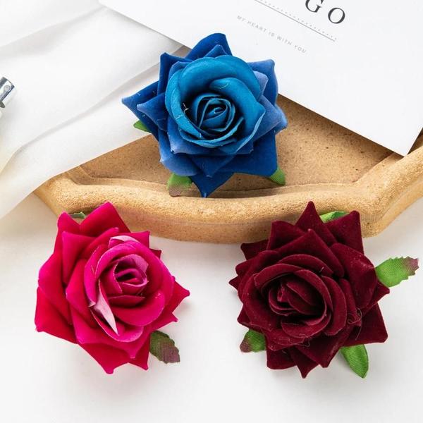 Imagem de 10 Rosas Artificiais para Scrapbook, Casamento, Decoração de Natal e Jardim