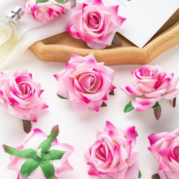 Imagem de 10 Rosas Artificiais para Scrapbook, Casamento, Decoração de Natal e Jardim