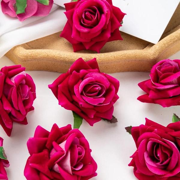 Imagem de 10 Rosas Artificiais para Scrapbook, Casamento, Decoração de Natal e Jardim