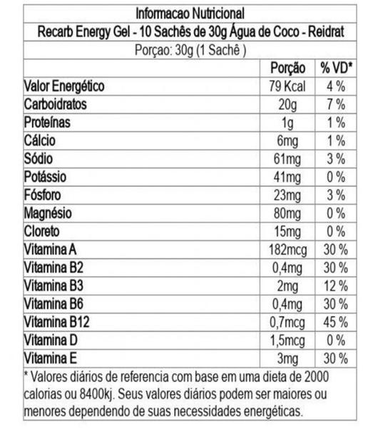 Imagem de 10 Sachês 30gr Recarb Energy Gel Reidrat Bcaa Palatinose