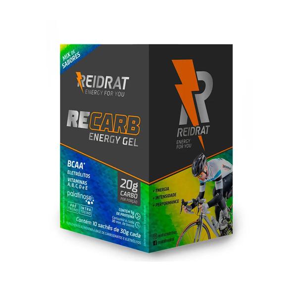 Imagem de 10 Sachês 30gr Recarb Energy Gel Reidrat Mix Sabores Bcaa