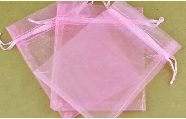 Imagem de 10 Saquinhos De Organza Rosa Com Fita Cetim 30X40 Grande