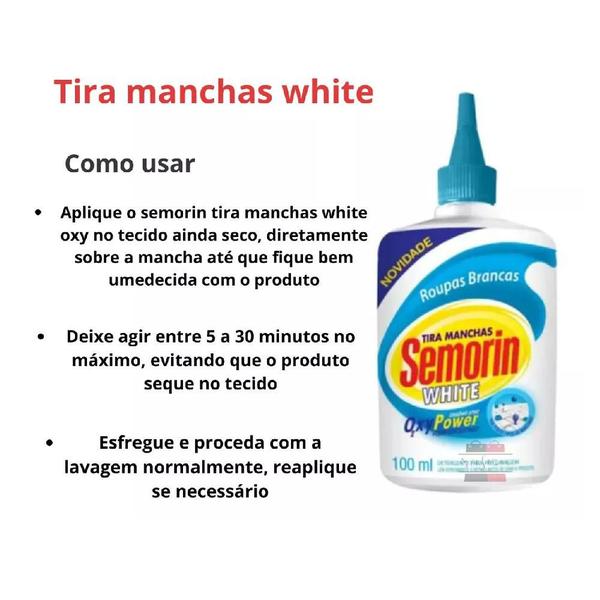 Imagem de 10 Semorin Maxi Tira Manchas Difíceis Tecidos Original 100ml