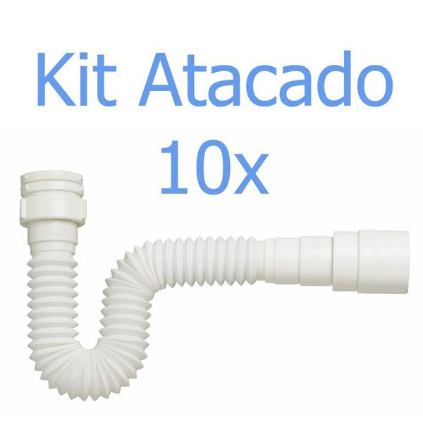 Imagem de 10 sifao flexivel ajustavel universal simples branco