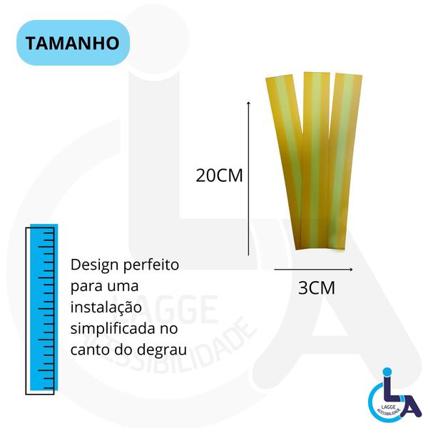 Imagem de 10 sinalizadores degraus 200x30mm fotoluminescente