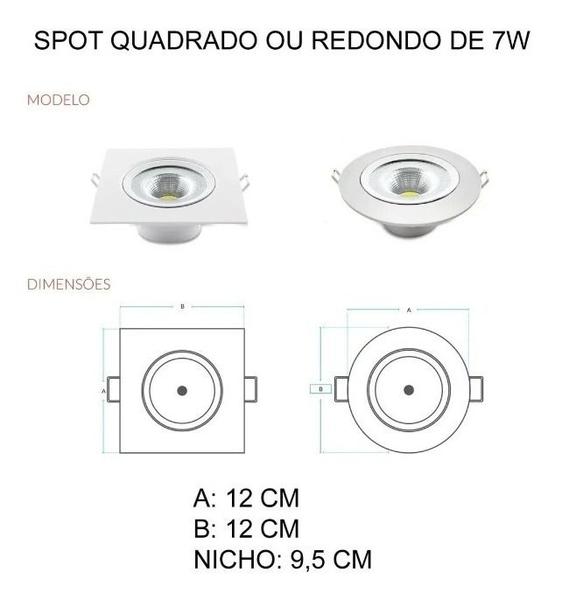 Imagem de 10 Spot Dicroica Led Redondo 7w Cob  Smd 3000k Branco Quente