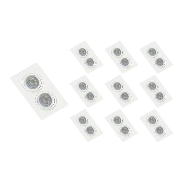10 Spots de Embutir Plano Save Energy para 2 Lâmpadas Mr16 Gu10 Bivolt Branco Imagem de 10 Spots de Embutir Plano Save Energy para 2 Lâmpadas Mr16 Gu10 Bivolt Branco