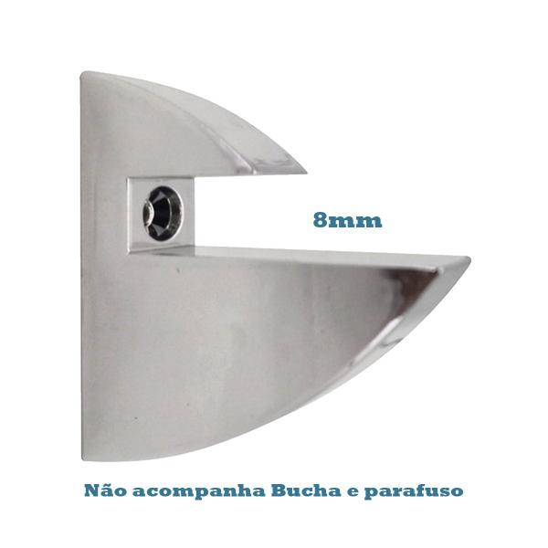 Imagem de 10 Suporte Bico de Tucano Fixo Cromado Prateleira Vidro 8mm