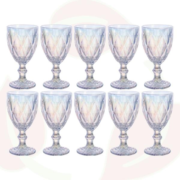 Imagem de 10 Taça Diamante Furta-Cor 340ML Suco Água Elegante Buffet