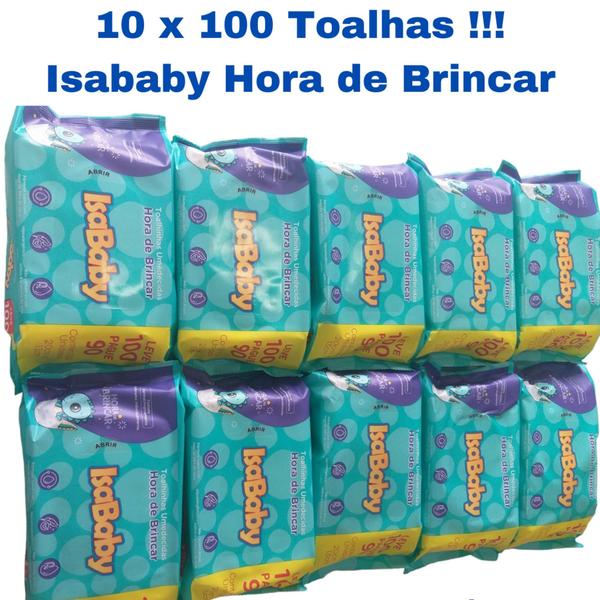 Imagem de 10 Toalhas Lenços Umedecidos Infantil Hora de Brincar Com 100 Unidades Isababy