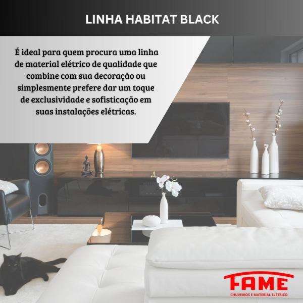 Imagem de 10 Tomadas Preta 2P+T Distanciadas 20A/250V Com Placa Habitat Black - Fame