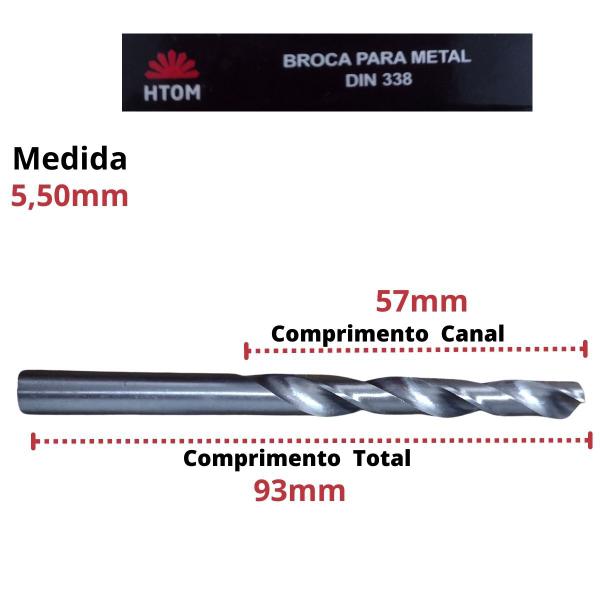 Imagem de 10 Un Broca Aço Rapido 5,5mm Metal  Aço Ferro Alumínio HSS