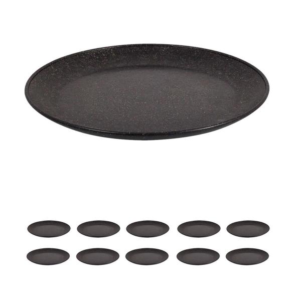 10 Un Prato Lanche Sobremesa Redondo Durável 20Cm Preto - EVO Imagem de 10 Un Prato Lanche Sobremesa Redondo Durável 20Cm Preto