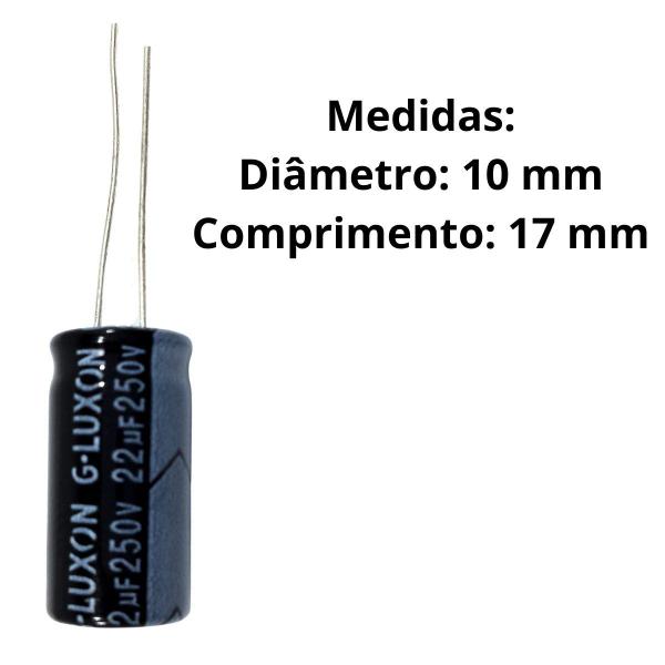 Imagem de 10 Unid Capacitor Eletrolítico 22uf 250v 105c Driver 22X250 Corneta 22x250